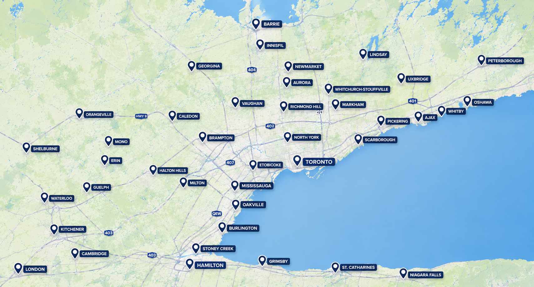 Mapa de las ciudades donde puedes comprar casa con Diana Puerta realtor