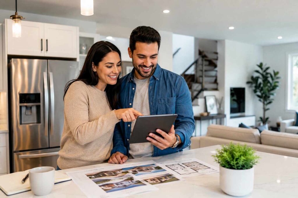 Pareja pensando Cómo encontrar un realtor en español confiable en Canadá